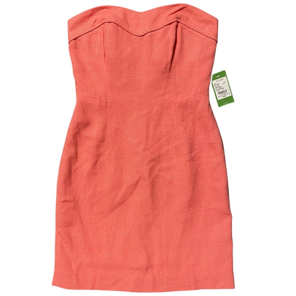 Lilly Pulitzer Bibi Dress Ginger Orange Strapless Linen Blend Mini Size 6 NWT‎
